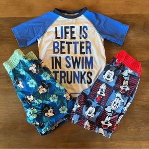 💥2/$20 Toddler Boy Swim Trunks & Rash Guard Bundle - 18-24 mo - Mickey Mouse